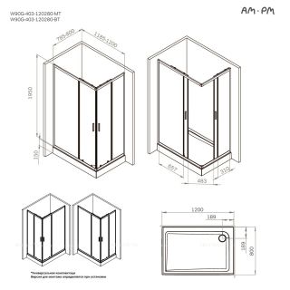 Душевой уголок AM.PM Gem W90G-403-120280-MT  профиль хром 120х80 см