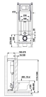 Инсталляция для унитаза Berges ATOM 410 кнопка хром глянец 040331