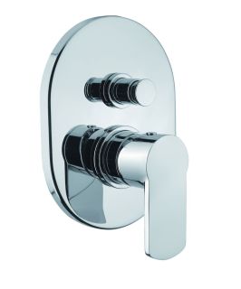 Встраиваемый однорычажный смеситель для душа с переключателем на 2 выхода, белый матовый Cezares GLAM-VDIM-BIO