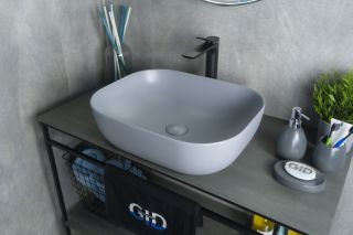 Раковина Gid Gm1302 53336 накладная серая матовая 50x40x14