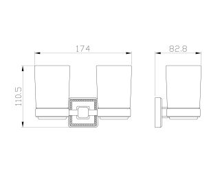 Два стакана для зубных щеток с держателем Wonzon & Woghand Roma WW-7228 бронза