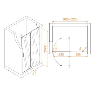 Душевая дверь RGW HO-014B 350601412-14 120см чёрный