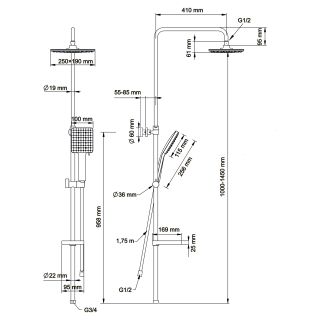Душевая стойка Swedbe Hermes 5144B со смесителем для душа чёрный