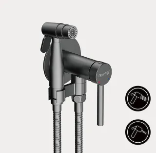 Гигиенический душ со смесителем Gappo G7206-9 оружейная сталь