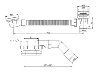 Слив-перелив Raglo R600.31.03 автомат 60см золотой сатин