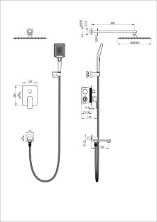 Душевой комплект Wonzon & Woghand Diamond WW-88939011-BG брашированное золото
