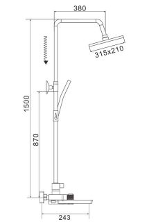 Душевая стойка Rose R1896H с термостатом чёрный матовый
