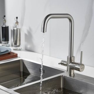 Смеситель для кухни Shevanik S228L с подключением фильтра сатин