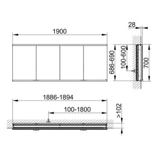 Зеркальный шкаф для ванны Keuco Royal Modular 800400190000400 190 см