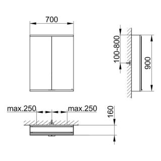 Зеркальный шкаф Keuco Royal Modular 800211071100300 70 см