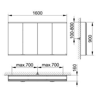 Зеркальный шкаф Keuco Royal Modular 800411161100000 160 см