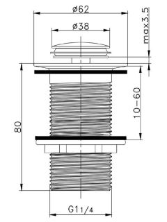 Донный клапан для раковины Raglo R600.04 хром