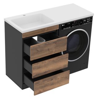 Напольная тумба под раковину Misty Коломбо под стиральную машину 60см дуб Галифакс/антрацит