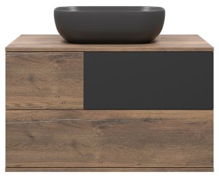 Подвесная тумба под раковину Misty Коломбо 80см дуб Галифакс/антрацит