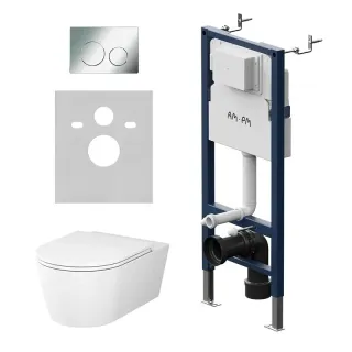 Комплект унитаза с инсталляцией AM.PM Func IS90151.8F1701 сиденье микролифт