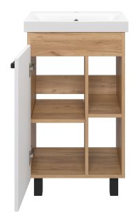 Напольная тумба под раковину Misty Крафт 50см белый/дуб крафт золотой