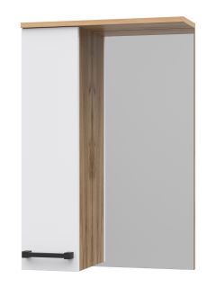Зеркальный шкаф Misty Крафт 50см левый белый/дуб крафт золотой