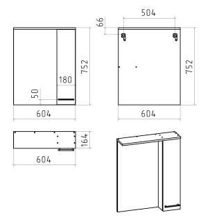 Зеркальный шкаф Misty Крафт 60см правый белый/дуб крафт золотой