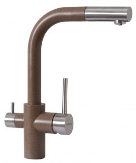Смеситель для кухни Florentina Кристалл с подключением под фильтр коричневый