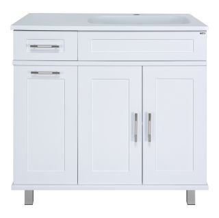 Напольная тумба под раковину Misty Купер 90см правая с бельевой корзиной белый