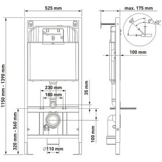 Комплект Berges 4в1 042451: инсталляция NOVUM кнопка F5 SoftTouch чёрная унитаз Strati Rimless сиденье Strati Slim SO