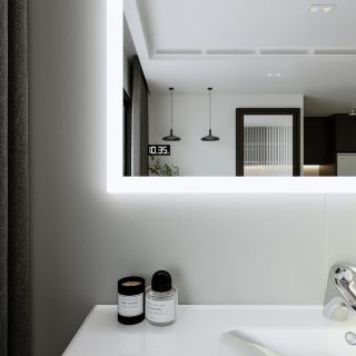 Зеркало с подсветкой Бриклаер Вега 4627125414398 с часами 125 см на взмах руки