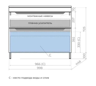 Тумба под раковину  Style Line Остин ЛС-00002399 100 см белый