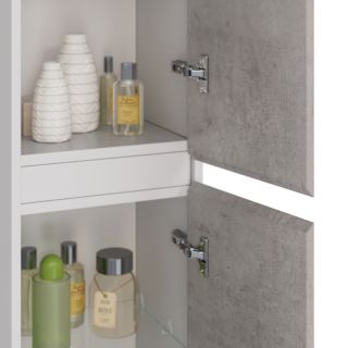 Шкаф-колонна Lemark Combi LM03C35P-Beton 35 см подвесной белый глянец