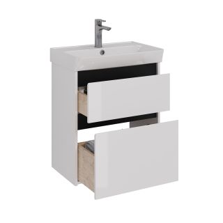 Тумба под раковину Lemark Combi LM03C60T-black 60 см белый глянец черный