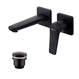Встраиваемый смеситель для раковины Lemark Bronx LM3242C с донным клапаном чёрный