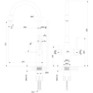 Смеситель для кухни Lemark Expert LM5083BL-Black с подключением к фильтру с питьевой водой чёрный