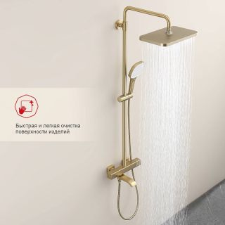 Душевая стойка Raglo R22.26.03 с термостатом золотой сатин