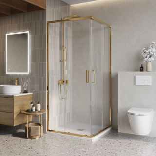 Душевой уголок BelBagno LUCE-A-2-100-C-ORO золото