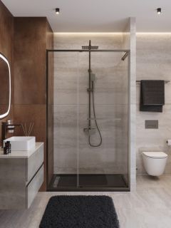 Душевая дверь CEZARES LUX-B-FS-11-130-C-GM оружейная сталь