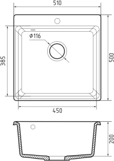 Мойка кухонная GranFest LEVEL LV-510 графит