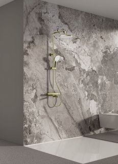 Душевая стойка Splenka S223.26.03 с термостатом золотой сатин