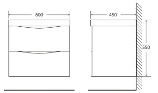 Тумба под раковину BelBagno подвесная 60x55см Rovere Grigio MARINO-600-2C-SO-RG-P