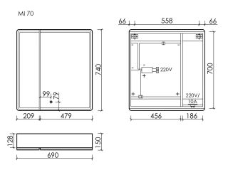Зеркальный шкаф для ванной с подсветкой Sancos Mirror MI70ECH 70 см дуб чарльстон