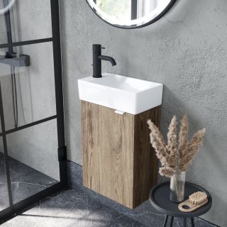 Подвесная тумба под раковину Sancos Mini N35ECHL левая 35см дуб чарльстон