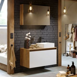 Подвесная тумба под раковину Aqwella Mobi MOB0110DB+MOB0710W 100 см