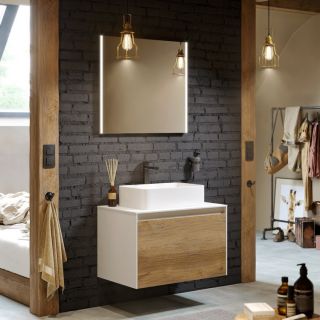 Подвесная тумба под раковину Aqwella Mobi MOB0108DB+MOB0708W 80 см