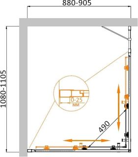 Душевой уголок CEZARES MOLVENO-AH-21-90+20-C-GM-IV