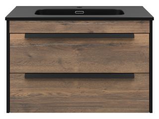 Подвесная тумба под раковину Brevita Monsour MON-09080-0102Я 80см дуб Галифакс олово/чёрный кварц