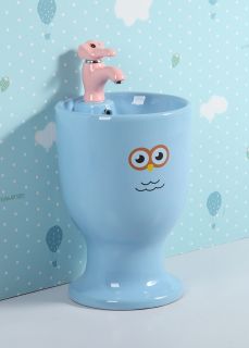 Раковина Gid Nb193-BU 69914 накладная с пъедесталом голубая 37x37x53