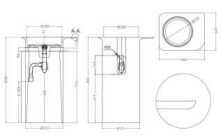 Напольная раковина Salini Ninfea 01 S-Stone 130221MRF 54см RAL полностью