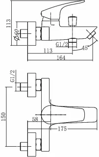 Смеситель для ванны Aquanet Static Black AF330-20B 261822 чёрный матовый