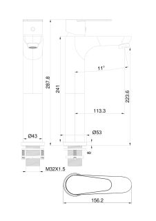 Смеситель для раковины Wonzon & Woghand Alfa WW-A40232-CR хром
