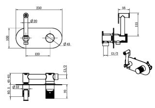 Гигиенический душ Boheme Stick 127-B со смесителем чёрный матовый/хром
