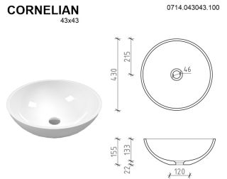 Раковина Whitecross Cornelian 0714.043043.100 43см белый глянец