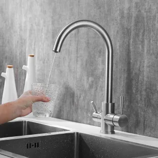 Смеситель для кухни Shevanik S168B с подключением фильтра сатин